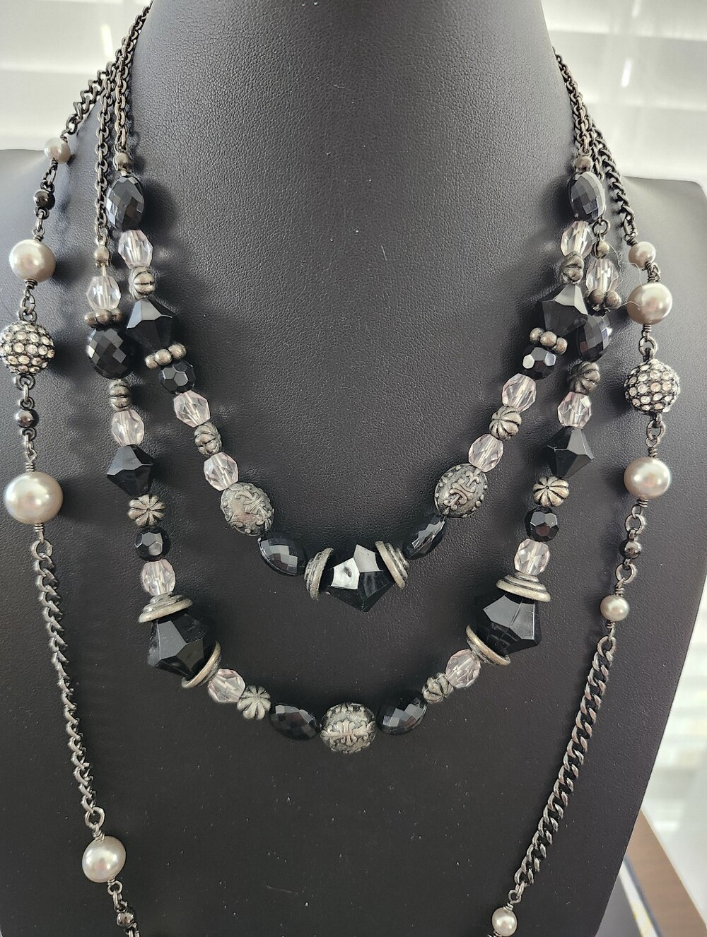 Layered Black Necklaces (2)